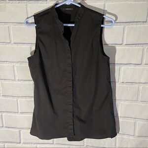 Tahari Sz M Women's Black Sleeveless Button Down Blouse
